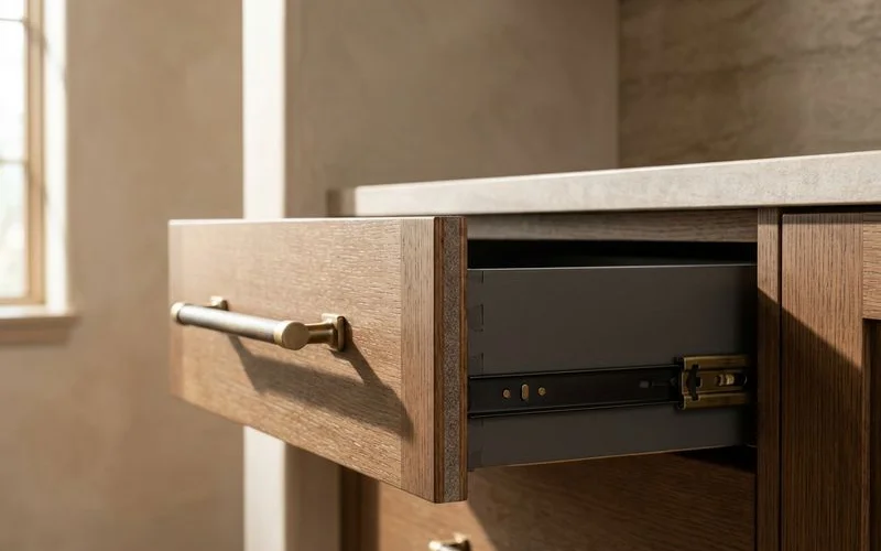 Commercial-grade hardware and fire-rated substrate edge detail