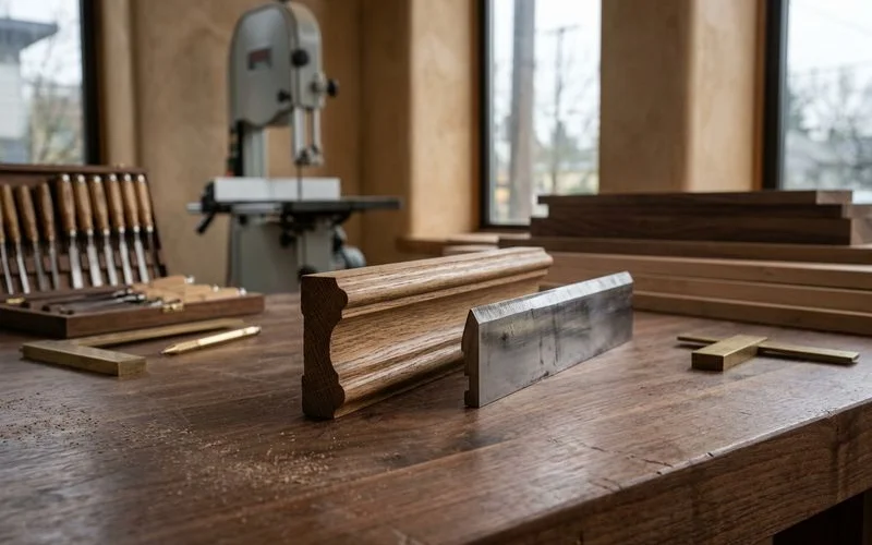 Custom-ground knife profile matching an ornate historic moulding