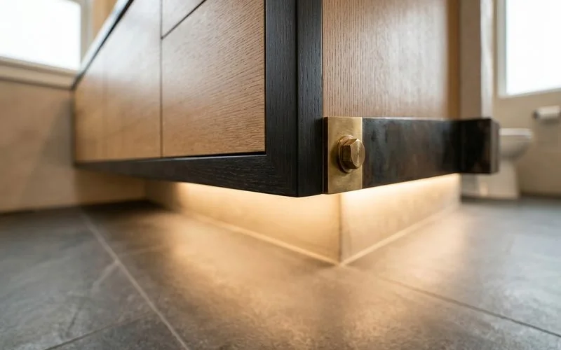 Floating vanity concealed mount and integrated toe-kick lighting