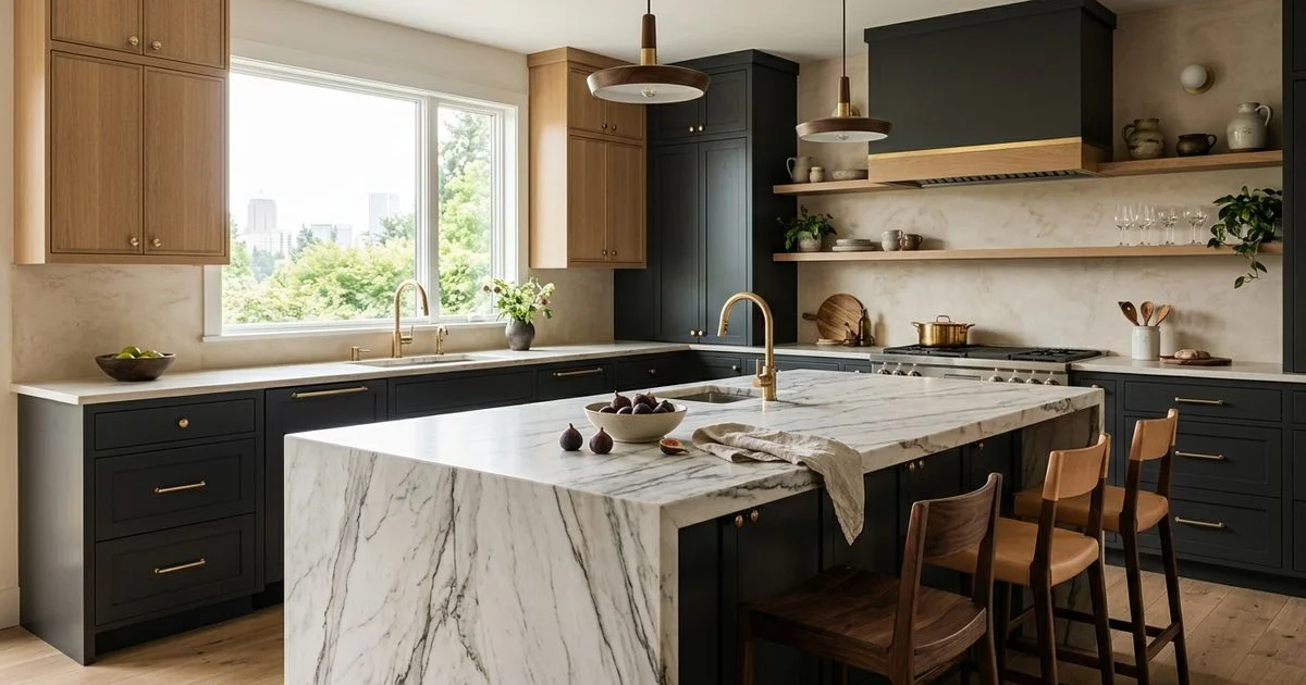 Timeless luxury Portland kitchen with bespoke oak cabinetry