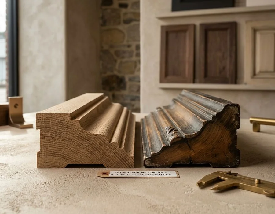 New milled moulding matched against an original historic profile