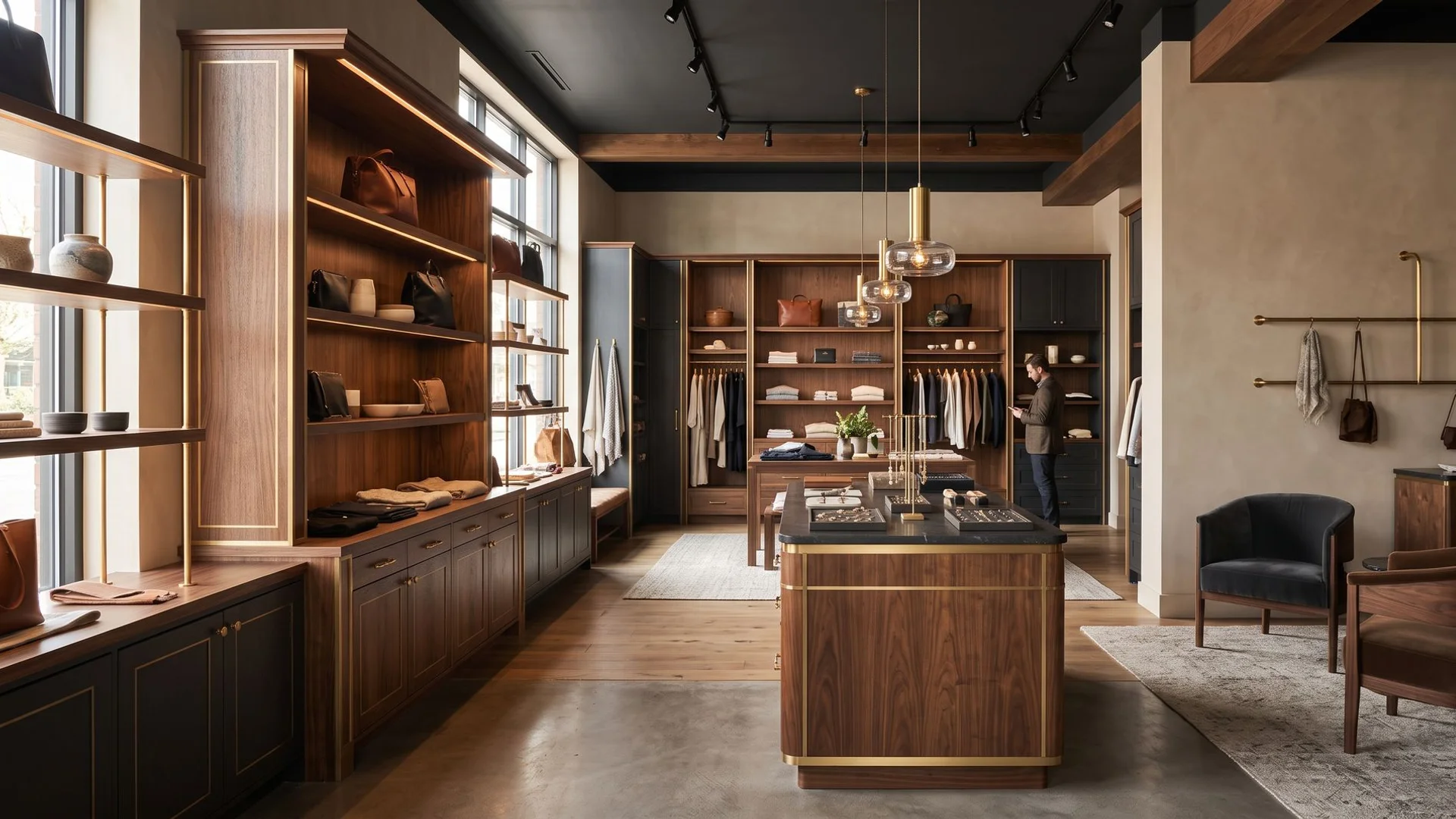 Custom retail display fixtures and casework in a Portland boutique